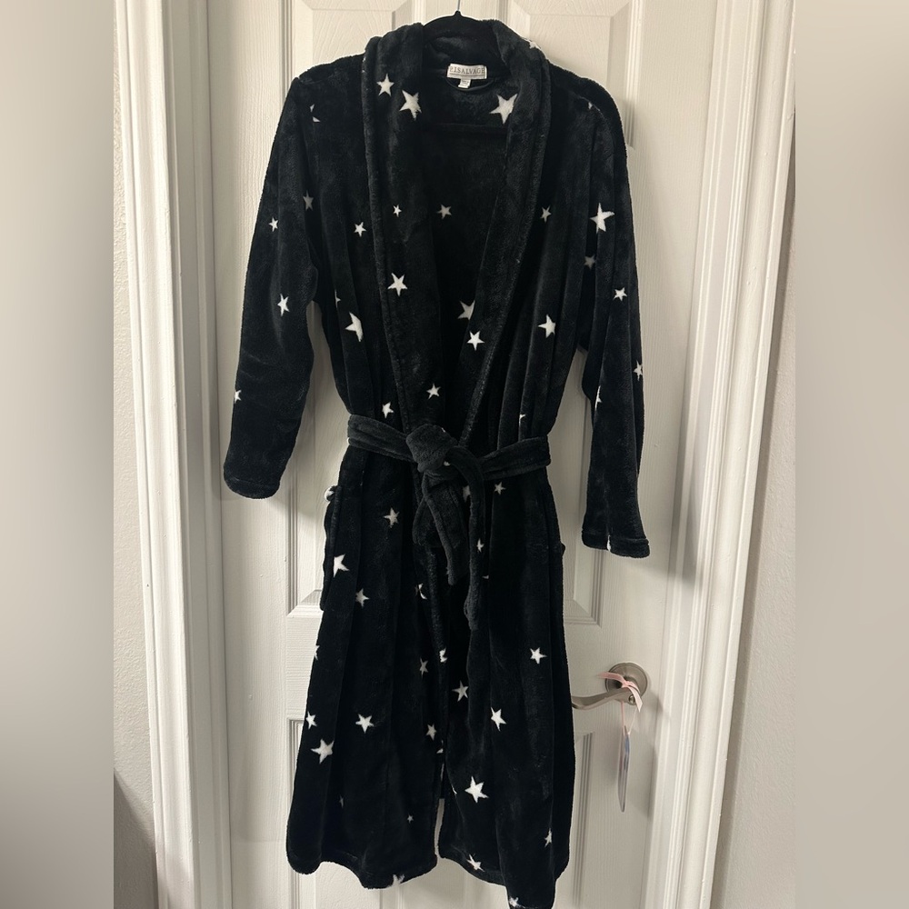 P.J. Salvage Black Plush Star Robe